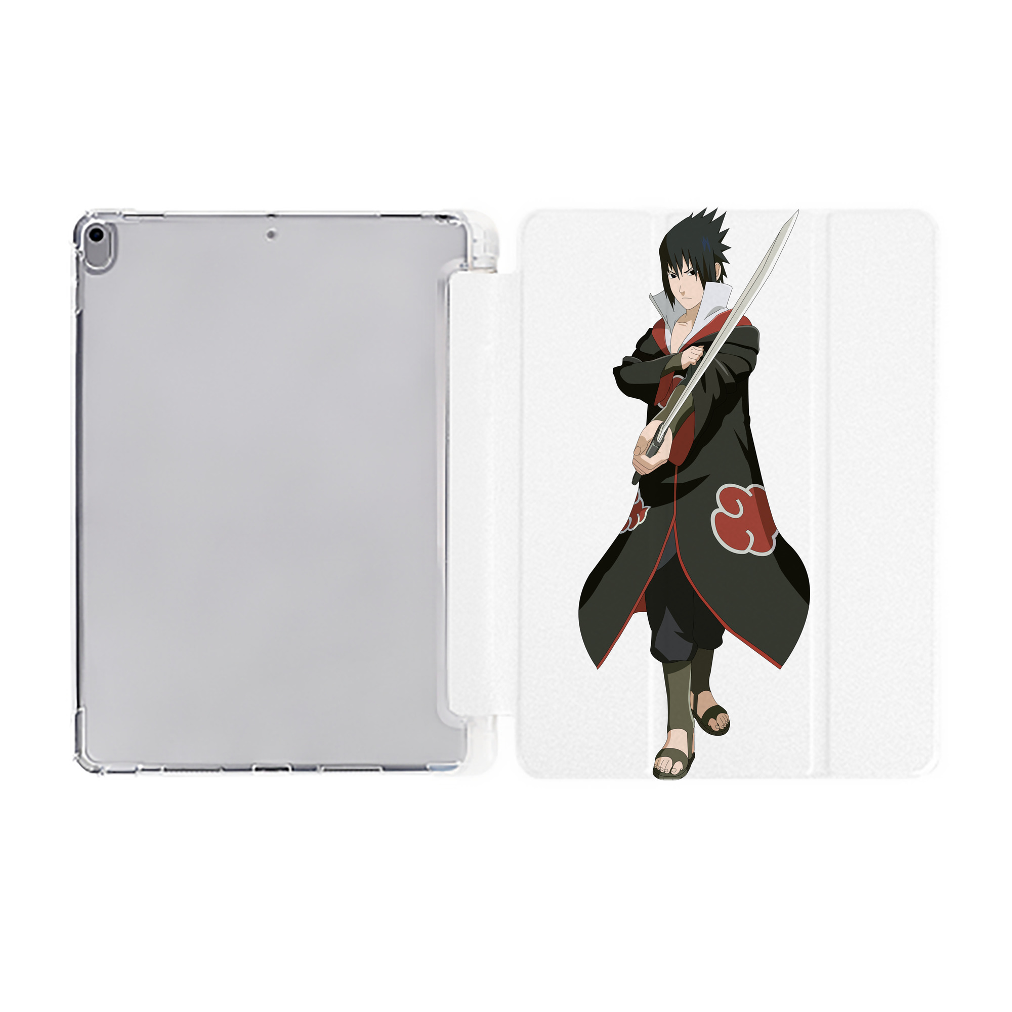 （画像用） NARUTO -ナルト- うちは サスケ Uchiha Sasuke IPad ケース ペン収納付き 三つ折りスタンド PUレザー×シリコン 対応機種9.5/10.5/10.9インチ